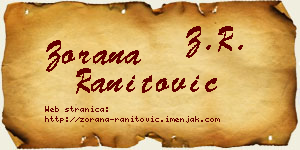 Zorana Ranitović vizit kartica